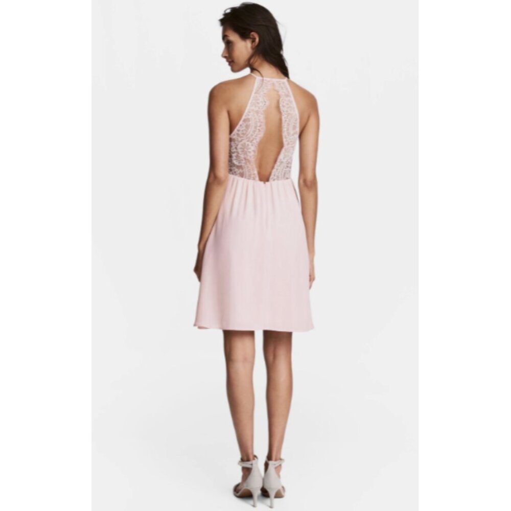 Plus Size 24 Lavender Chiffon Halter Dress Open Back Lace A-Line Formal